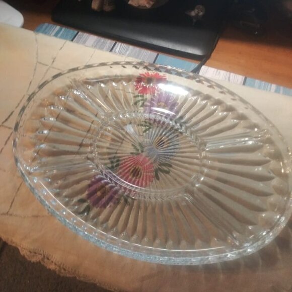 "rare"-vintage GODINGER SILVER ART Co LTD Grapevine Adorned Oval Platter/Crystal - Picture 9 of 16